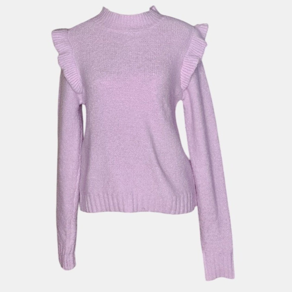Wild Fable Womens Lilac Purple Mock Neck Ruffle Shoulder Sweater Size M